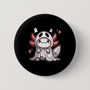 Cute Kawaii Halloween Ghost Axolotl  6 Cm Round Badge