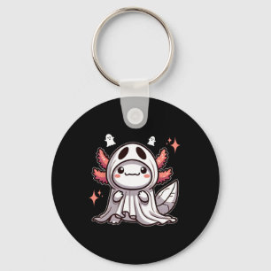 Cute Kawaii Halloween Ghost Axolotl Key Ring