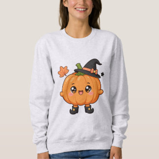 Cute Kawaii Halloween Pumpkin Clipart - Sweatshirt