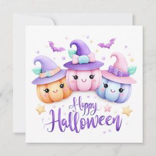 Cute Kawaii Halloween Pumpkins Card
