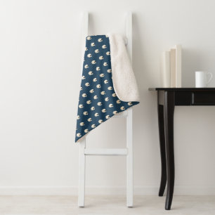 Cute Kawaii Halloween Skull Polka Dots dark blue Sherpa Blanket