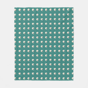 Cute Kawaii Halloween Skull Polka Dots mid green Fleece Blanket