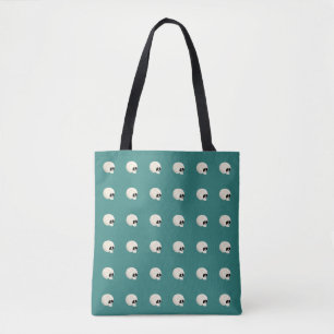 Cute Kawaii Halloween Skull Polka Dots mid green Tote Bag