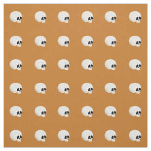 Cute Kawaii Halloween Skull Polka Dots Orange Fabric