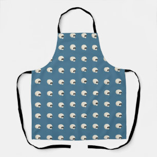 Cute Kawaii Halloween Skull Polka Dots pale blue Apron