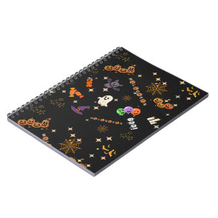 Cute Kawaii Halloween Spooky Pattern Spiral Notebook