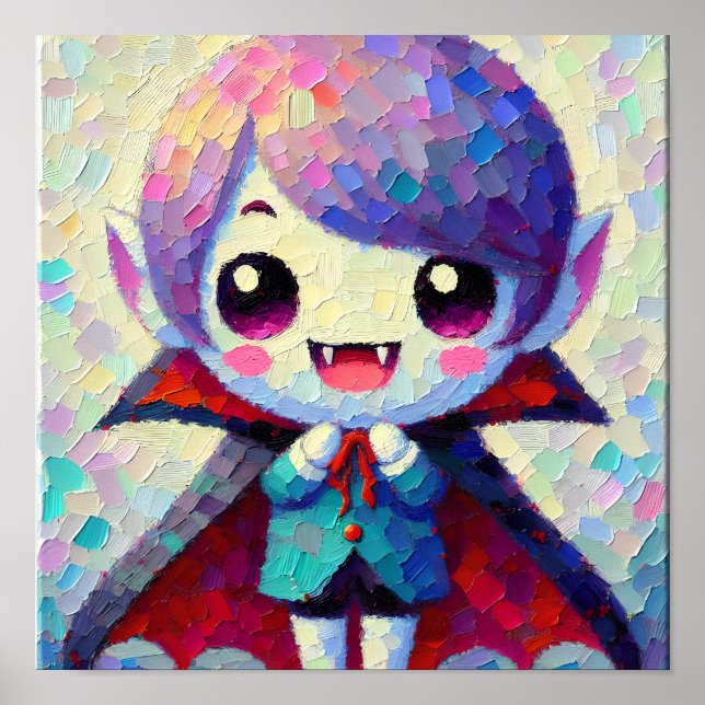 Cute Kawaii Halloween Vampire Poster (Front)