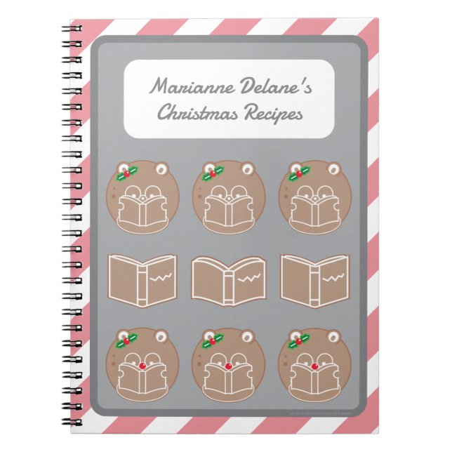 Cute Kawaii Hamster Booklover Christmas Notebook (Front)
