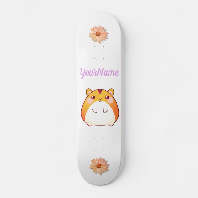 Cute Kawaii Hamster Custom  Skateboard (Front)