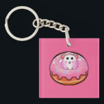 Cute Kawaii Hamster in Pink Frosted Donut Art Key Ring<br><div class="desc">Satisfy your sweet tooth with this incredibly cute hamster and donut design! The artwork showcases a cheerful little hamster peeking out from the hole of a huge, glossy pink donut complete with colorful sprinkles. This fun, kawaii-style illustration is perfect for children's clothing, sweet birthday party invitations, cute stickers, or as...</div>