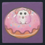 Cute Kawaii Hamster in Pink Frosted Donut Art Stone Coaster<br><div class="desc">Satisfy your sweet tooth with this incredibly cute hamster and donut design! The artwork showcases a cheerful little hamster peeking out from the hole of a huge, glossy pink donut complete with colorful sprinkles. This fun, kawaii-style illustration is perfect for children's clothing, sweet birthday party invitations, cute stickers, or as...</div>