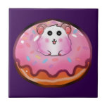 Cute Kawaii Hamster in Pink Frosted Donut Art Tile<br><div class="desc">Satisfy your sweet tooth with this incredibly cute hamster and donut design! The artwork showcases a cheerful little hamster peeking out from the hole of a huge, glossy pink donut complete with colorful sprinkles. This fun, kawaii-style illustration is perfect for children's clothing, sweet birthday party invitations, cute stickers, or as...</div>