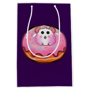 Cute Kawaii Hamster in Pink Frosted Doughnut Art Medium Gift Bag