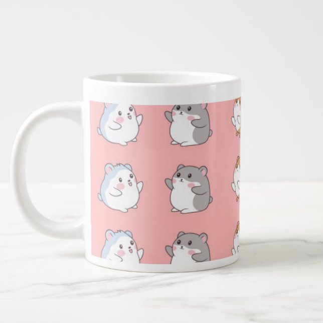 Cute Kawaii Hamster Pattern Coffee Mug - Pink Aest (Left)