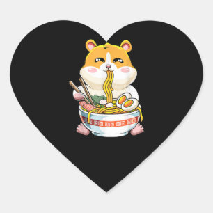 Cute Kawaii Hamster Ramen Anime Heart Sticker