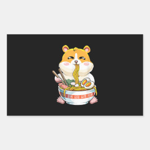Cute Kawaii Hamster Ramen Anime Rectangular Sticker