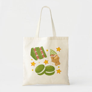 Cute Kawaii Hand-Drawn Matcha Sweets Tote Bag