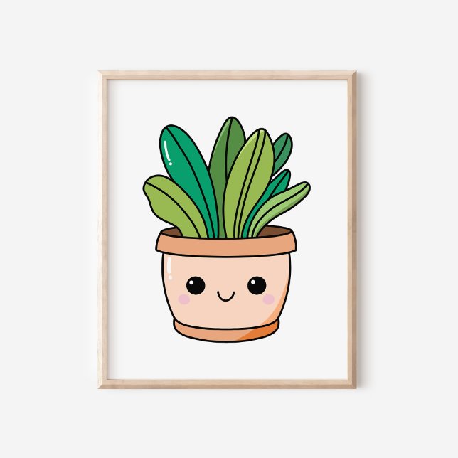 Cute Kawaii Hand Drawn Potted Plant Art Poster (Creator Uploaded)
