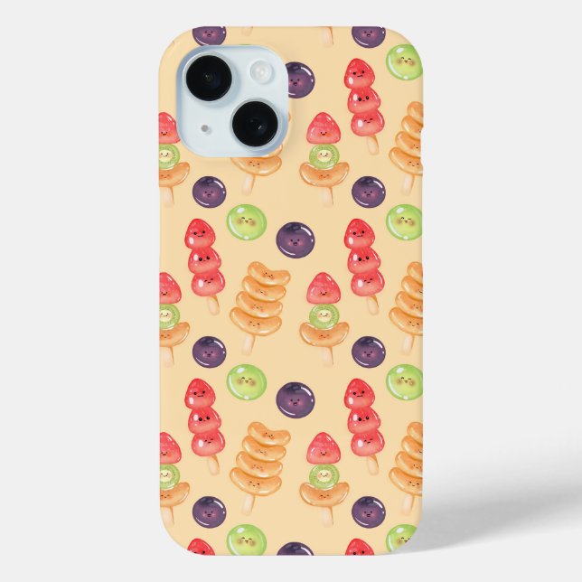 Cute Kawaii Hand-drawn Tanghulu Seamless Pattern Case-Mate iPhone Case (Back)