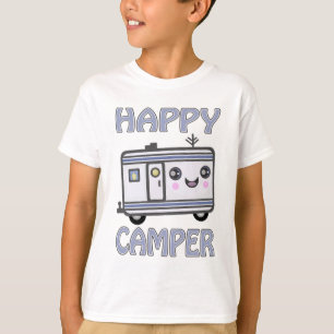 Cute Kawaii Happy Camper Trailer Kid's T-Shirt