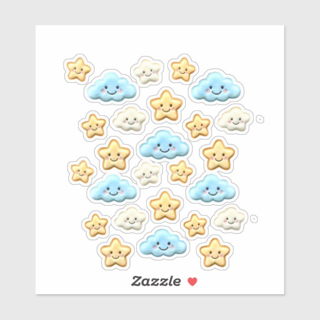 Cute Kawaii Happy Clouds & Stars Aesthetic Planner (Sheet)