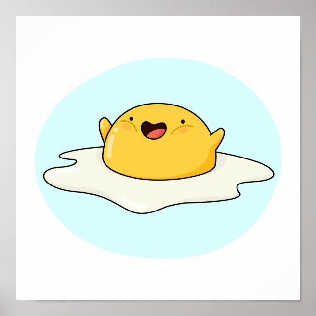 Cute Kawaii Happy Egg Yolk Poster (Front)