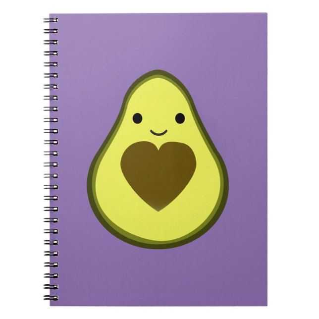Cute Kawaii Happy Love Avocado Notebook (Front)