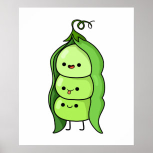 Cute Kawaii Happy Peas Poster