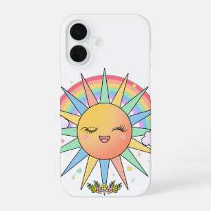Cute Kawaii Happy Sunshine Rainbow Pastel Summer iPhone 16 Case