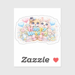 Cute Kawaii Happy Wedding Couple Animals Pastel Pi
