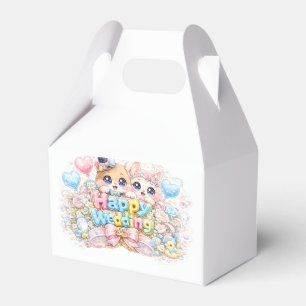 Cute Kawaii Happy Wedding Couple Animals Pastel Pi Favour Box