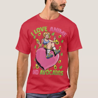 Cute Kawaii Heart GirlI Love Anime And AvocadosOta T-Shirt