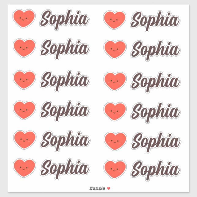 Cute Kawaii Heart Personalised Name (Sheet)