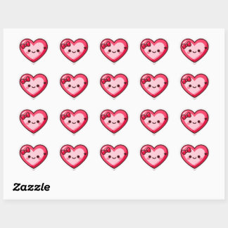 Cute Kawaii Heart Valentine Stickers