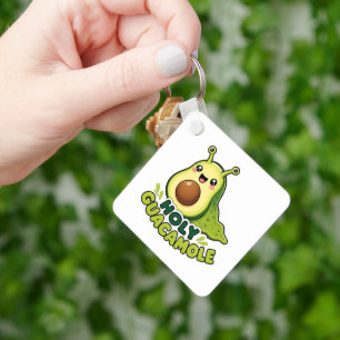 Cute Kawaii Holy Guacamole Avocado Slug Cartoon Key Ring