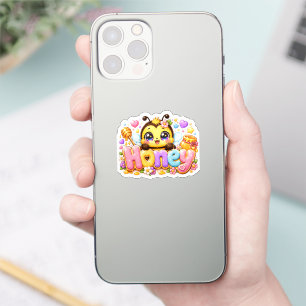 Cute Kawaii Honey Bee Name Pastel Pink Sparkling B