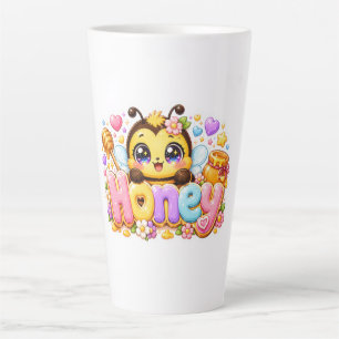 Cute Kawaii Honey Bee Name Pastel Pink Sparkling B Latte Mug