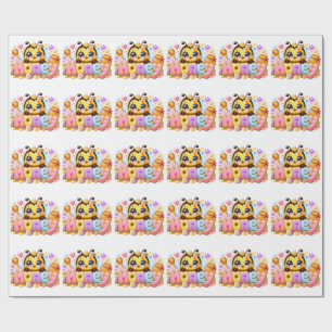 Cute Kawaii Honey Bee Name Pastel Pink Sparkling B Wrapping Paper