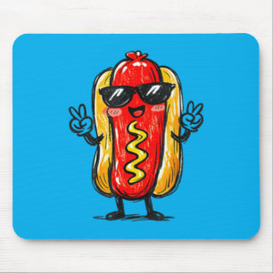 Cute Kawaii Hot Dog Cartoon Funny Food Lover Mouse Pad
