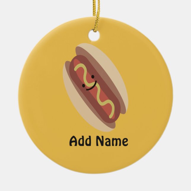 Cute Kawaii Hot Dog Ceramic Tree Decoration (Front)