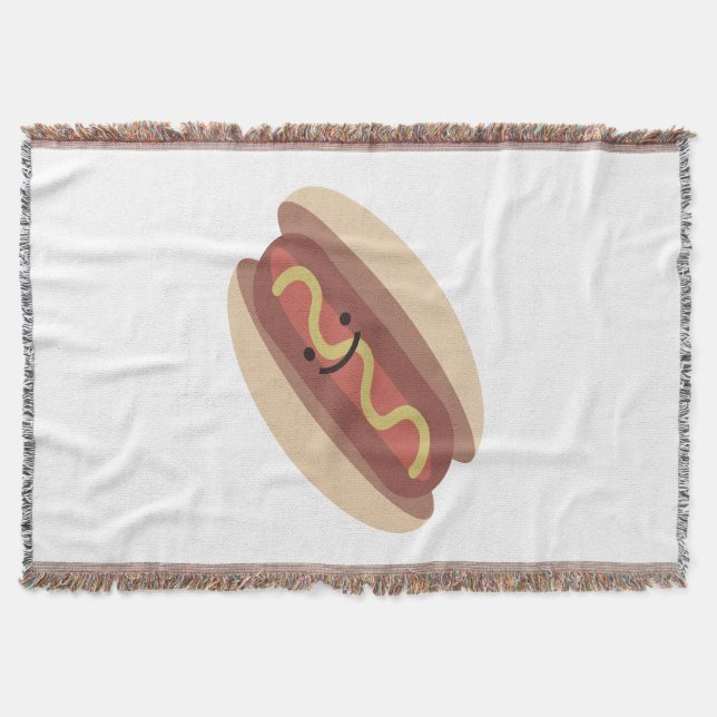 Cute Kawaii Hot Dog Throw Blanket (Front)