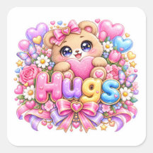 Cute Kawaii Hugs Teddy Bear Pastel Pink Floral Lov