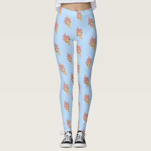 Cute Kawaii Ice Cream Cone Pattern Leggings