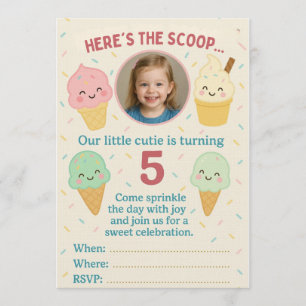 Cute Kawaii Ice Cream Party Invitation