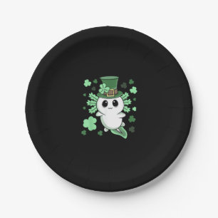 Cute Kawaii Irish St. Patrick's Day Axolotl T-Shir Paper Plate