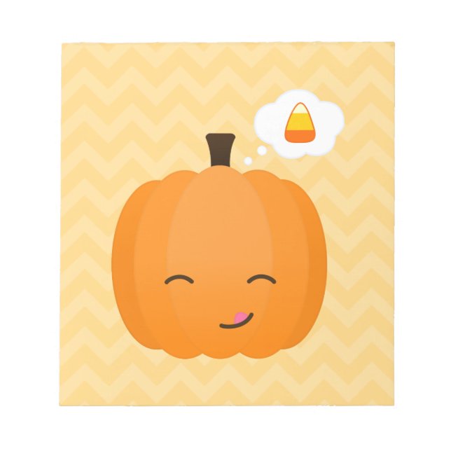 Cute Kawaii Jack o'Lantern and Candy Corn Notepad (Front)