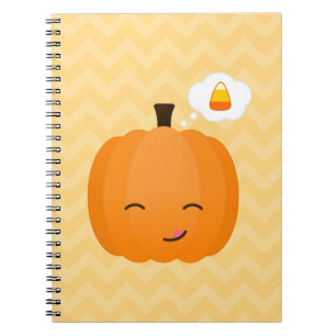 Cute Kawaii Jack o'Lantern and Candy Corn Spiral Notebook