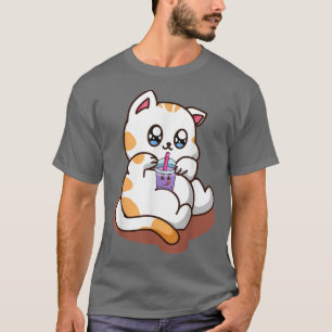 Cute Kawaii Japanese Anime Shirt Cat Bubble Tea De