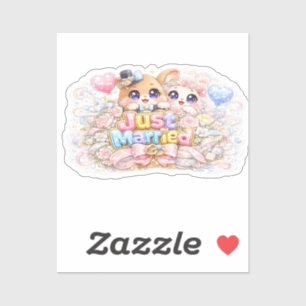 Cute Kawaii Just Married Couple Animals Pastel Pin