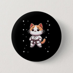 Cute Kawaii Karate Cat Martial Arts For Men Women 6 Cm Round Badge